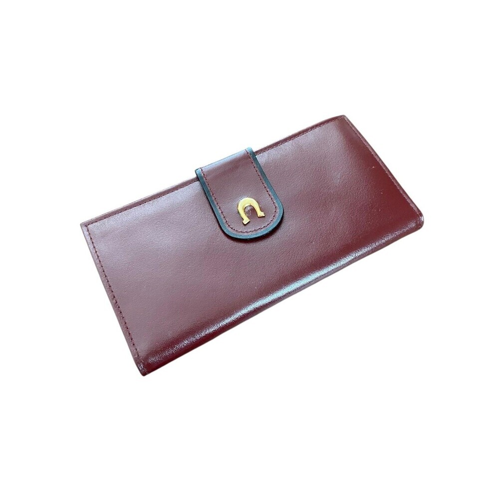 Vintage Wallet Womens Burgundy Leather Bifold Checkbook Coin Unused Flaw